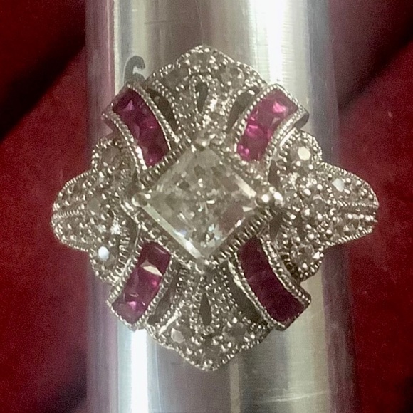 🌸Beautiful Sterling Silver Filigree Pink Cz Ring - Picture 11 of 12